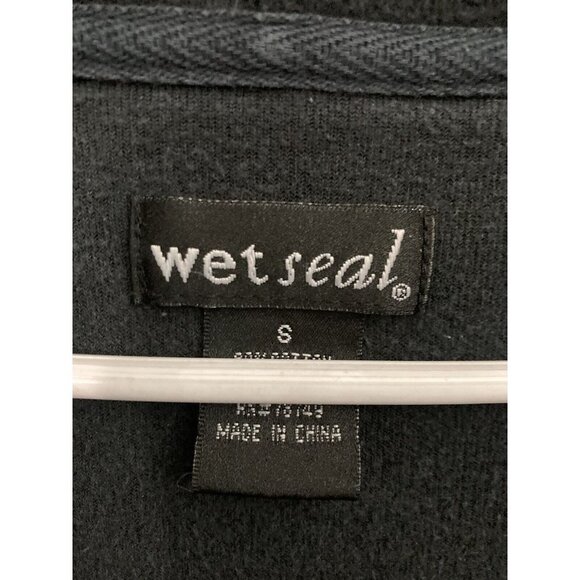 WET Seal Juniors Small Dark Gray Velour Hooded Sweatshirt Vintage Y2K - Picture 3 of 4